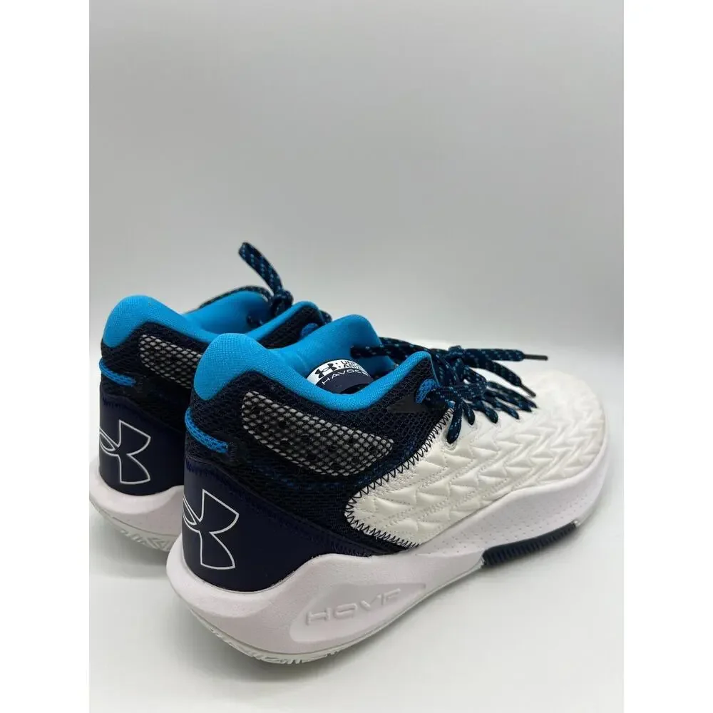 Under Armour HOVR Havoc 5 Team Basketball White/Navy Shoes 3024979-103 Size 10.5